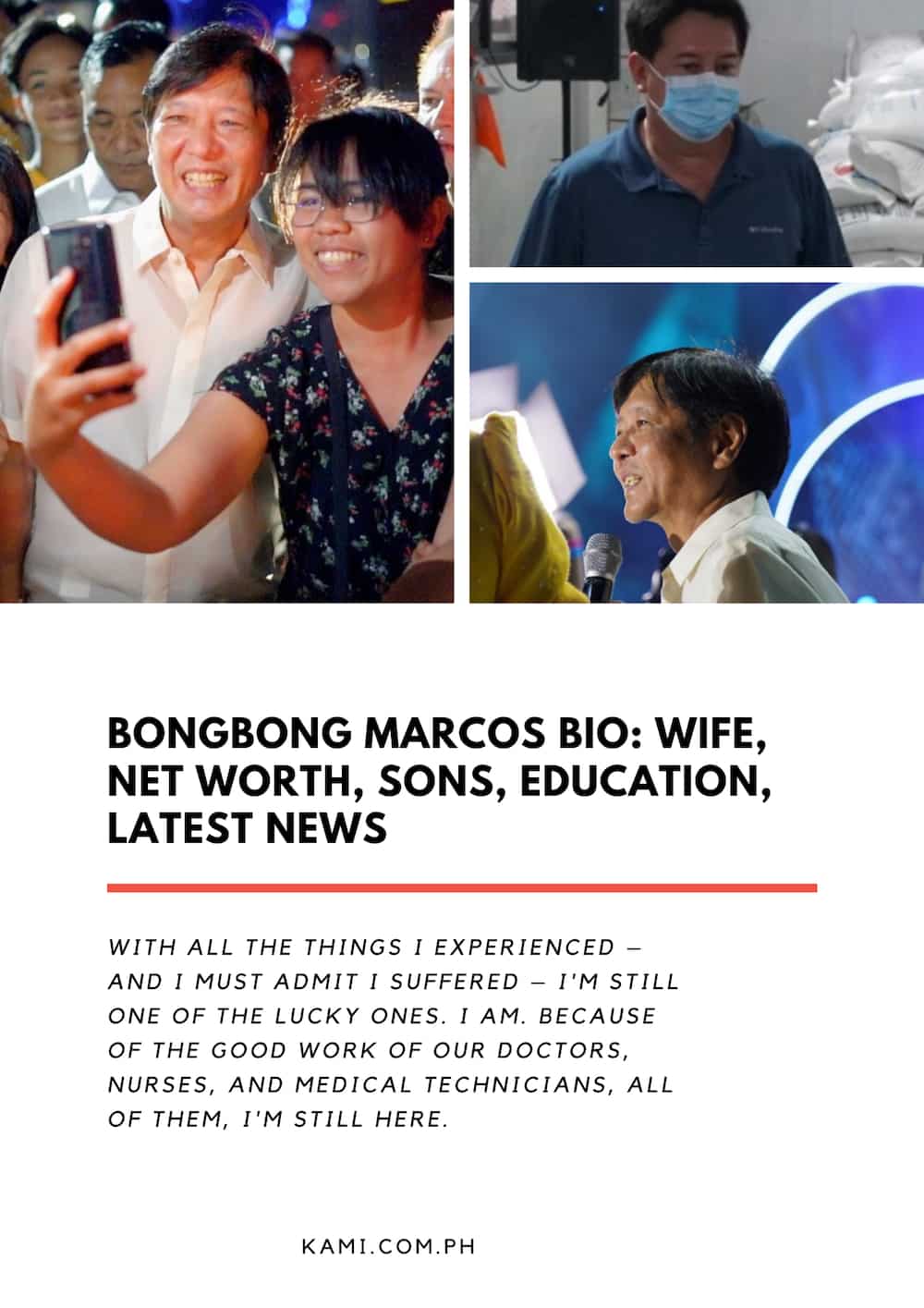 Bongbong Marcos bio: wife, net worth, sons, education, latest news