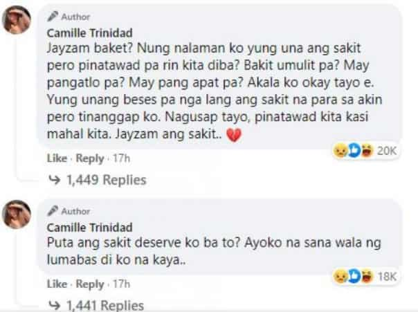 Camille Trinidad, deretsahan nang tinanong ang nobyo, "Jayzam, baket? May pang-apat pa?"