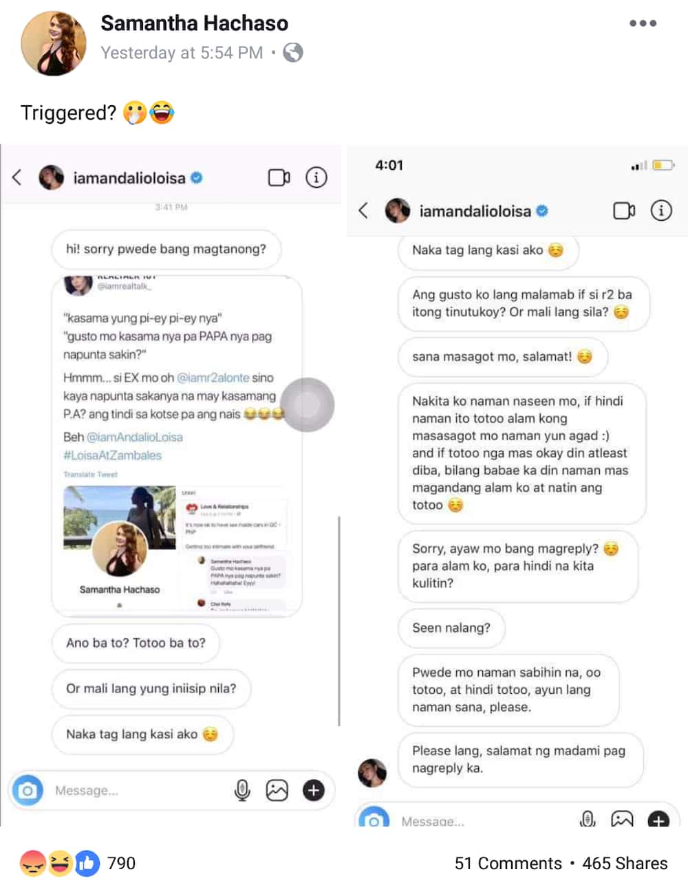 Ronnie Alonte's rumored ex-GF exposes private messages she received from Loisa Andalio