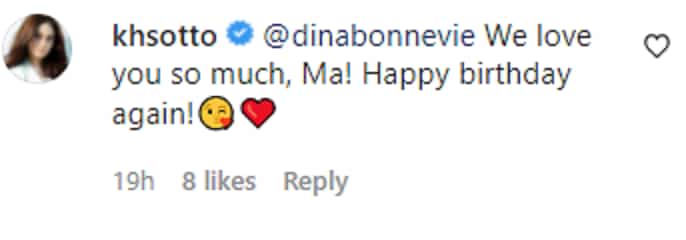 Kristine Hermosa, may sagot sa post ni Dina Bonnevie para sa kanyang mga anak at apo: "We love you so much"