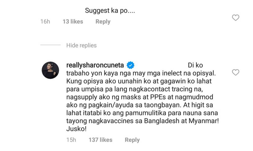 Sharon Cuneta, isa-isang sinupalpal ang bashers ng COVID-post niya: "No. 1 tayo pero sa di magaling"