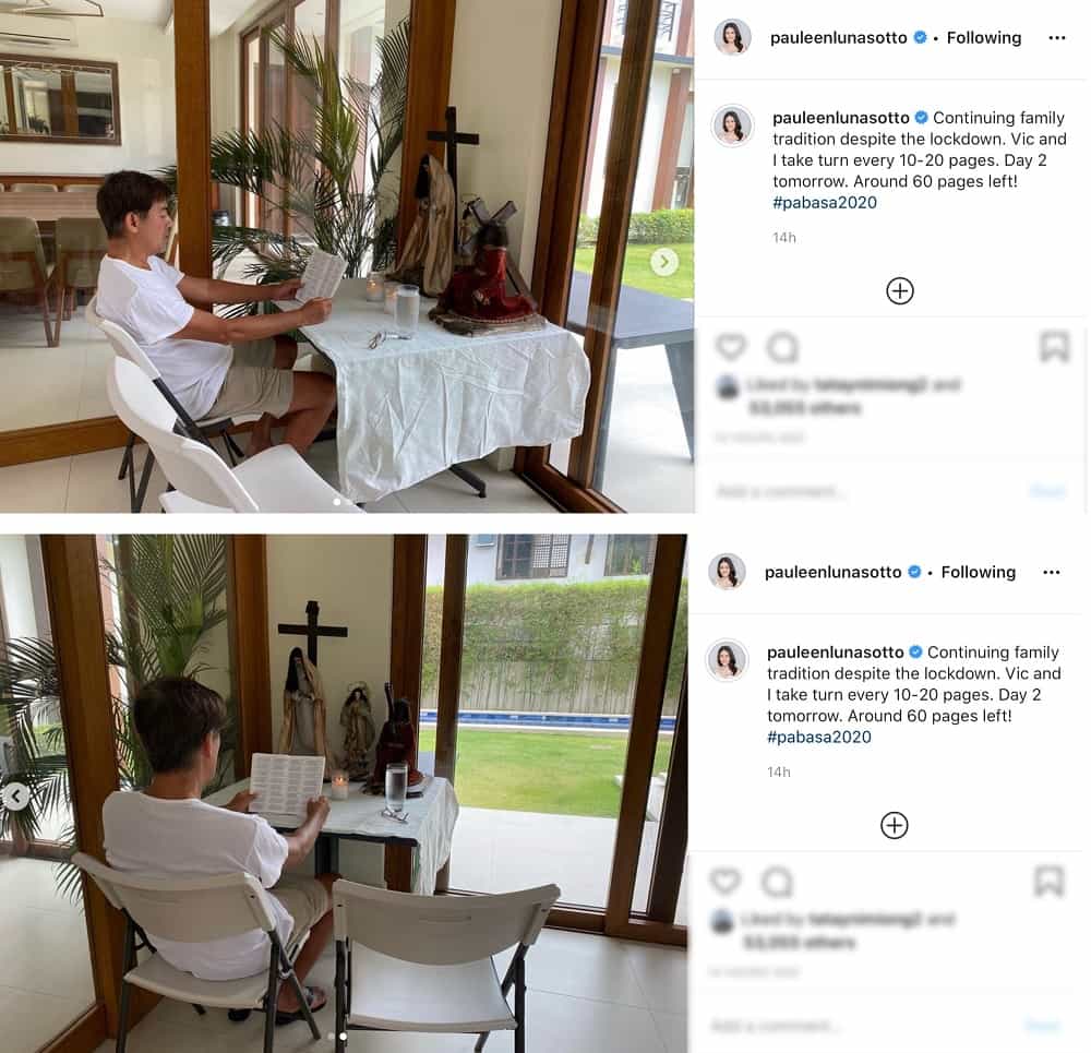 Vic Sotto & Pauleen Luna solemnly celebrate Good Friday at home amid lockdown