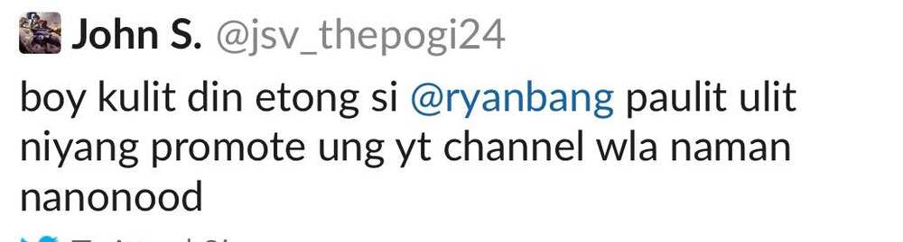 Ryan Bang responds to netizen belittling his Youtube channel
