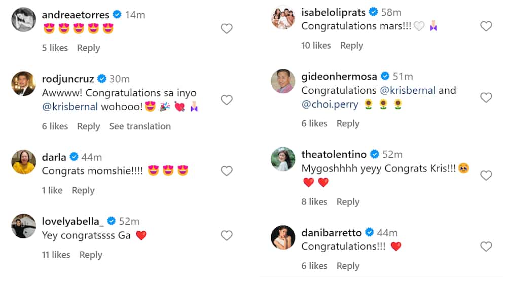 Celebrities congratulate Kris Bernal, Perry Choi as the couple welcome their first baby
