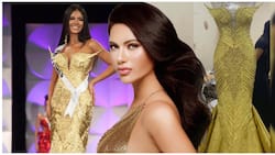 Gazini Ganados looks queenly in her gold long gown during #MissUniverse2019 Preliminary Competition
