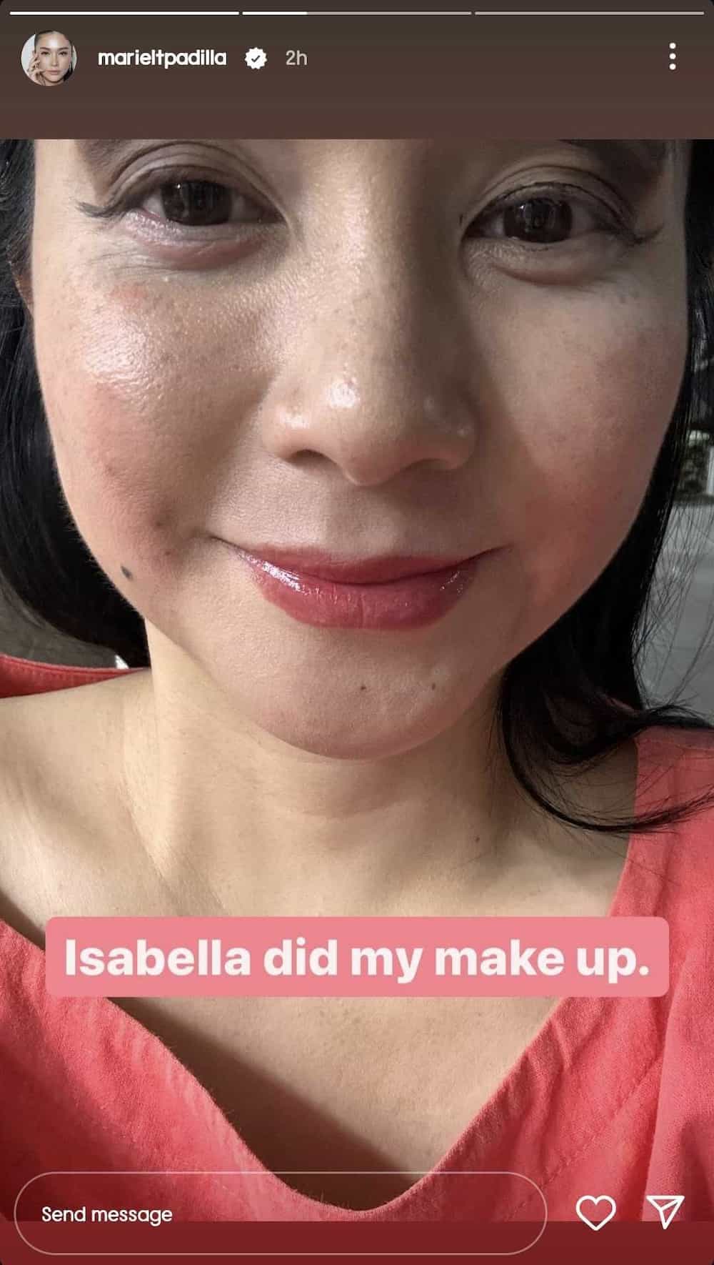 Mariel Padilla showcases her "makeup" look done by Isabella and Gabriela