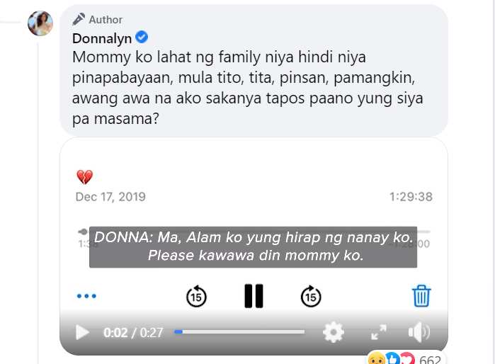 Donnalyn Bartolome, inilabas ang recording ng pag-uusap nila ni Mama Josie nya