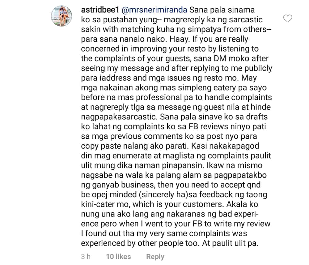 Neri Miranda, nakipagsagutan sa netizen matapos nitong okrayin ang kanyang restaurant