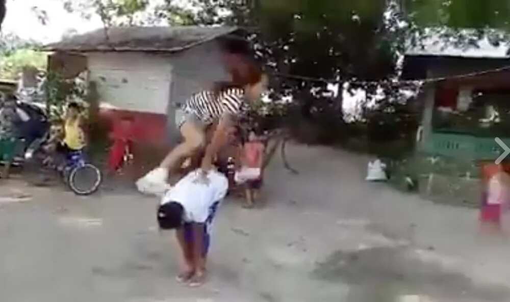 Friends play this old game with a twist and called it ‘Luksong Bakla’ Friends play this old game with a twist and called it ‘Luksong Bakla’