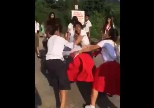 A group of students in Olongapo violently beats helpless girl