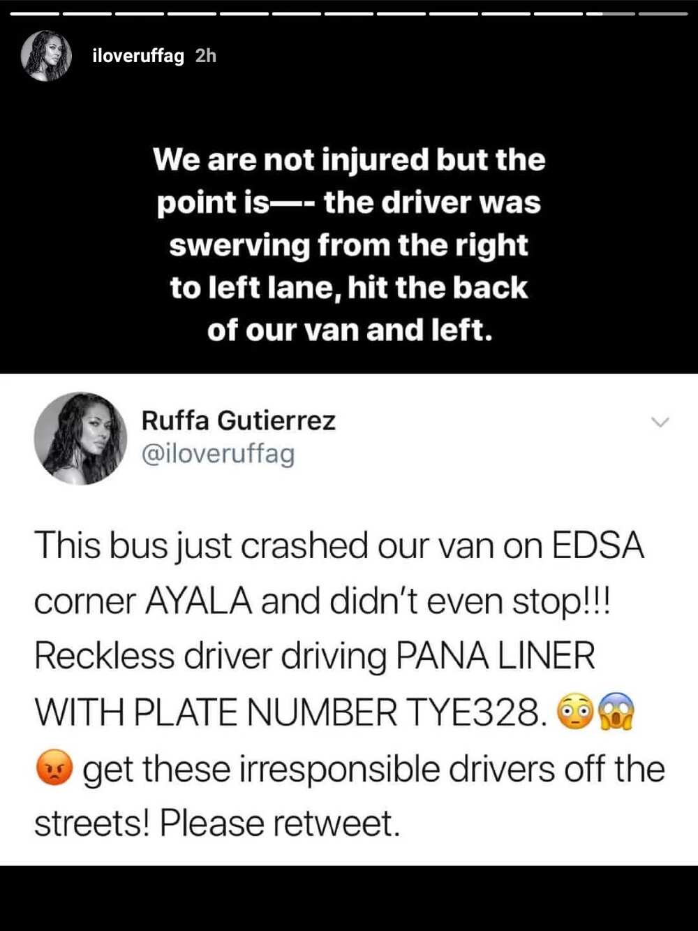 "Get these irresponsible drivers off the streets!" Ruffa Gutierrez calls out bus who hit their van