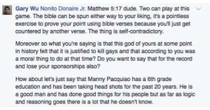 Nonito Donaire Jr. schools bashers regarding gay biblical references