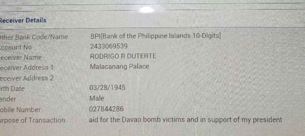Sara Duterte clarifies donation's bank account
