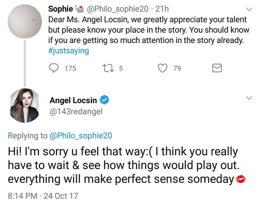 Angel Locsin tells netizen to wait for how the story unfolds