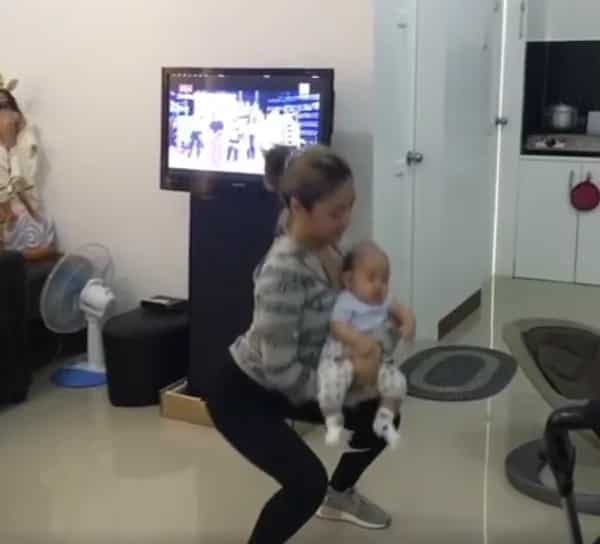 Inspiring mom works out with her baby to stay in shape