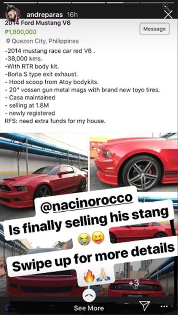 Kapos na! Rocco Nacino binebenta luxury sports car na Mustang