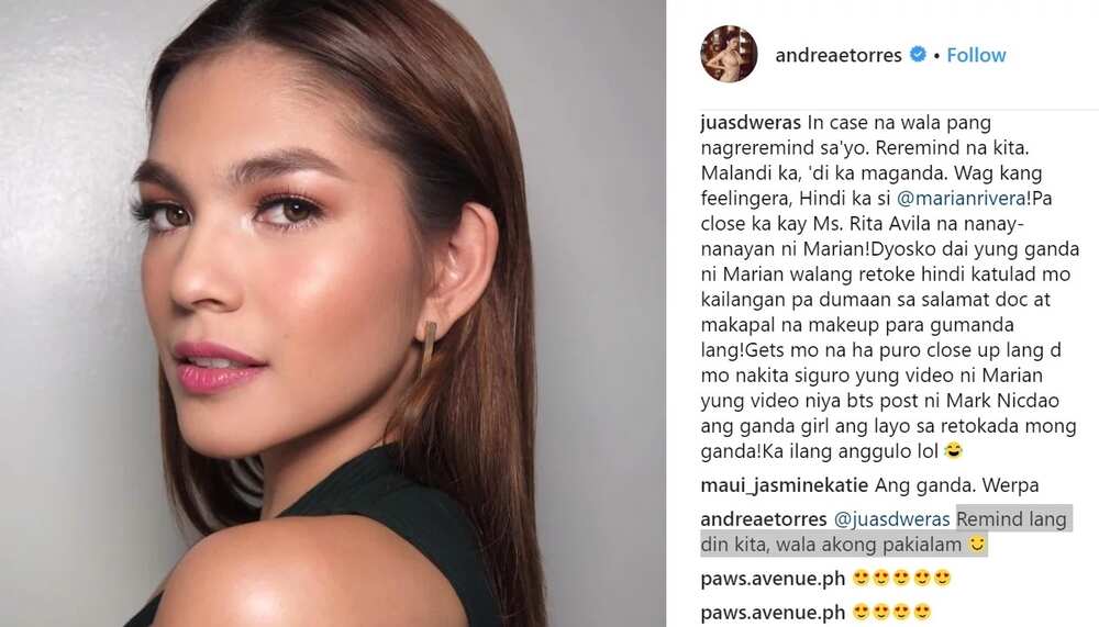 Sinupalpal! Andrea Torres fiercely fires back to basher
