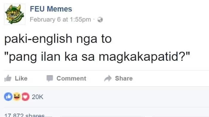 Netizens' hilarious entries in English translation of 'Pang ilan ka sa magkakapatid?' will give you brain fart