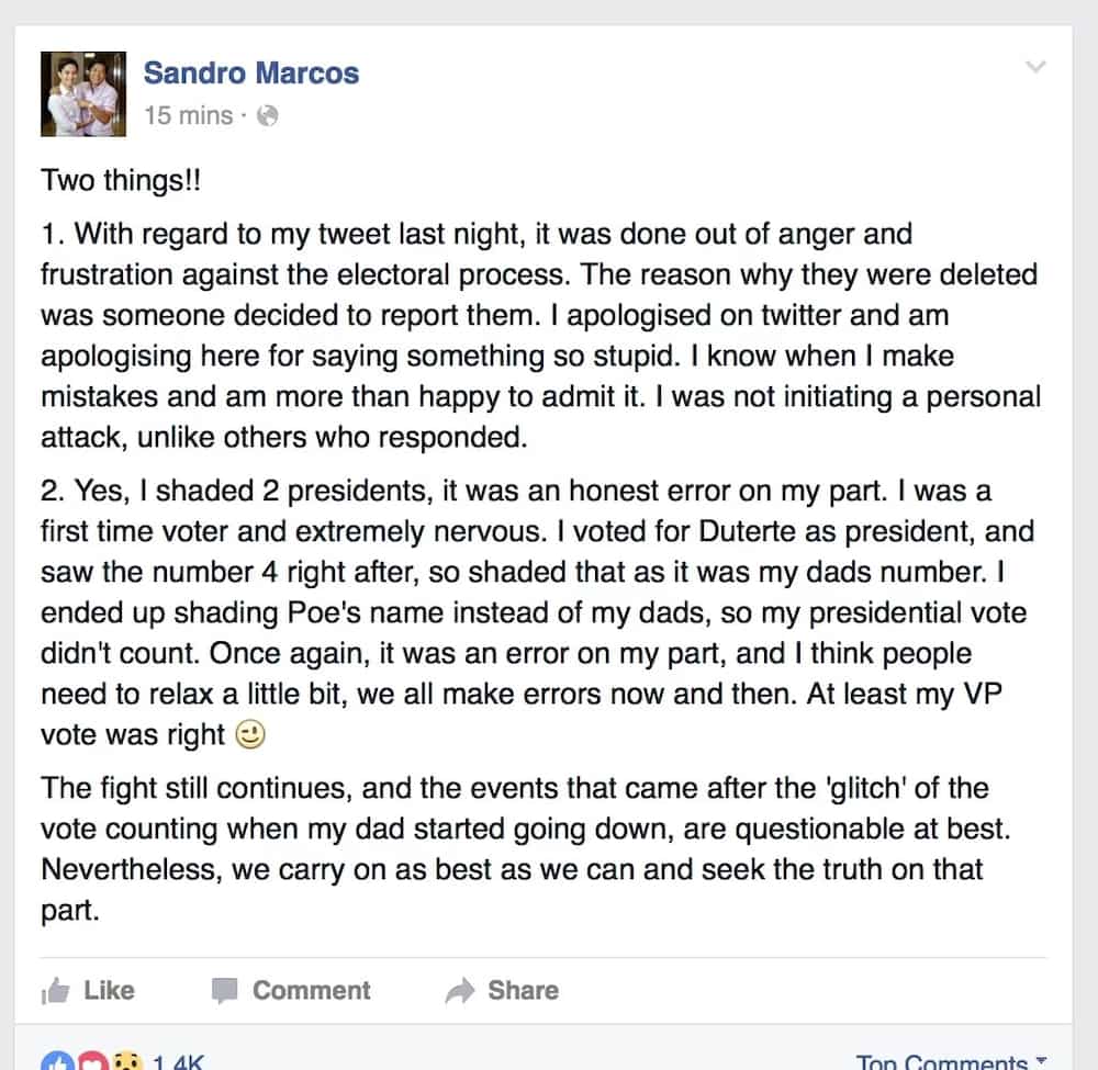 Sandro Marcos gets flak for wrong spelling on new Twitter post