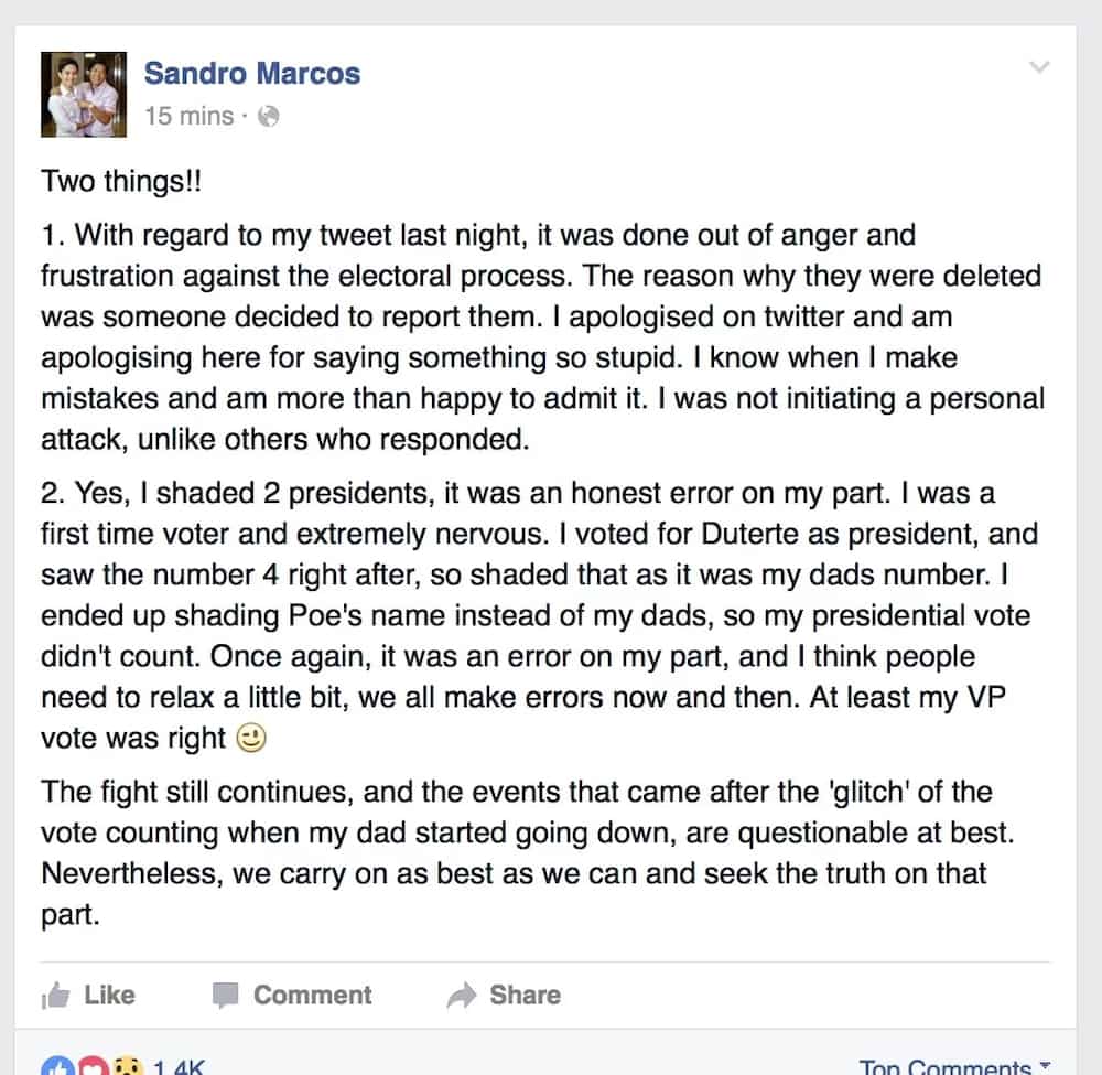 Sandro Marcos gets flak for wrong spelling on new Twitter post Sandro Marcos gets flak for wrong spelling on new Twitter post