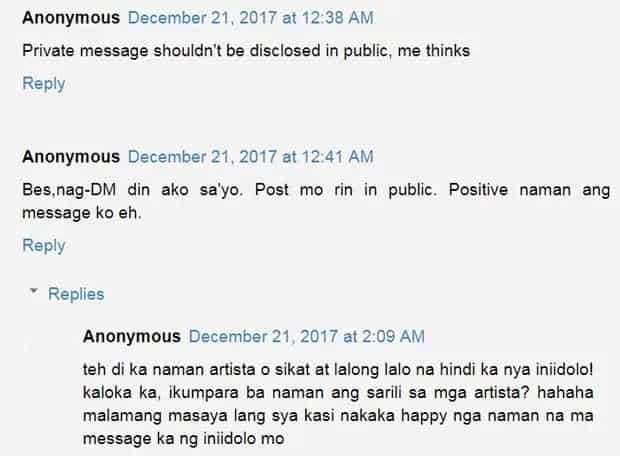 Janica Nam Floresca receives negative comments for sharing private message of Maine Mendoza