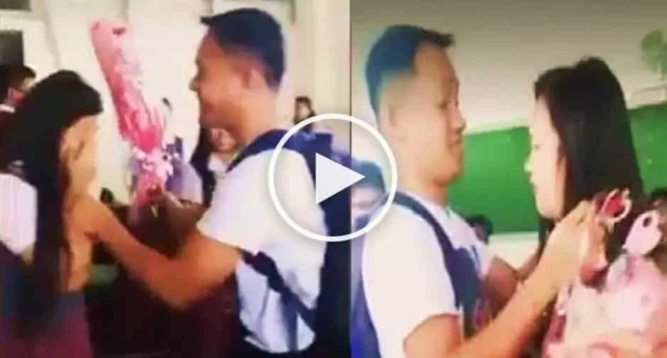 Pinoy dad surprises daughter at school with flowers on Valentine's Day ...