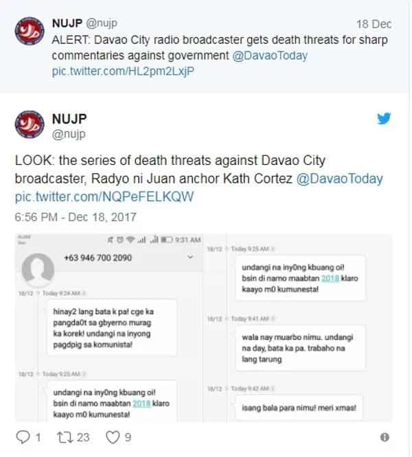 Davao broadcaster gets death threats for hitting at PDu30's granddaughter