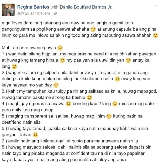 Danilo Barrios' wife gives tips for a happy marriage