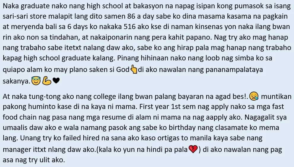 Sipag at tiyaga ang puhunan! Inspiring story of a working student and how he managed to juggle his job and studies