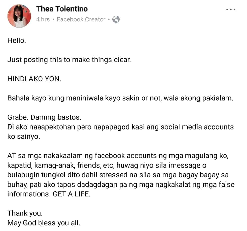 Imbyerna si Thea Tolentino sa nagkakalat na diumano'y may scandal video siya