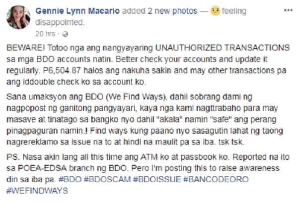 Sayang ang inipong pera! Netizens complain of losing money on their BDO savings account