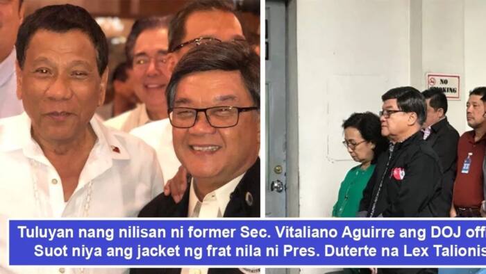 May pinapahiwatig ba siya? Aguirre wears Lex Talionis frat jacket during mass that marks end of his stint at DOJ