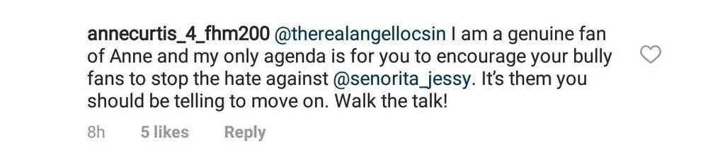 Angel Locsin slams netizen who told her to tell her fans to stop bashing Jessy Mendiola