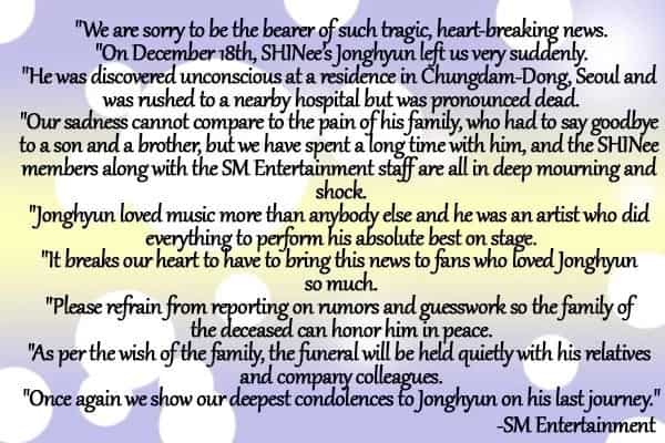 Gone too soon! SHINee member Jonghyun dies at 27
