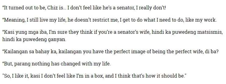 Heart Evangelista reveals she doesn't feel like a senator's wife