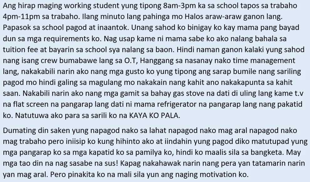 Sipag at tiyaga ang puhunan! Inspiring story of a working student and how he managed to juggle his job and studies