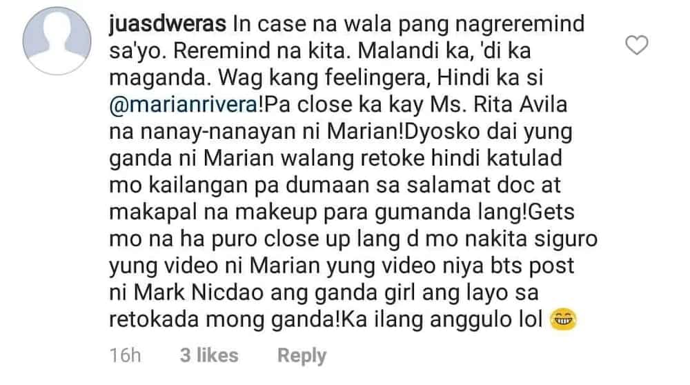 Andrea Torres reacts to basher who compared her to Marian Rivera & accused her of having plastic surgery