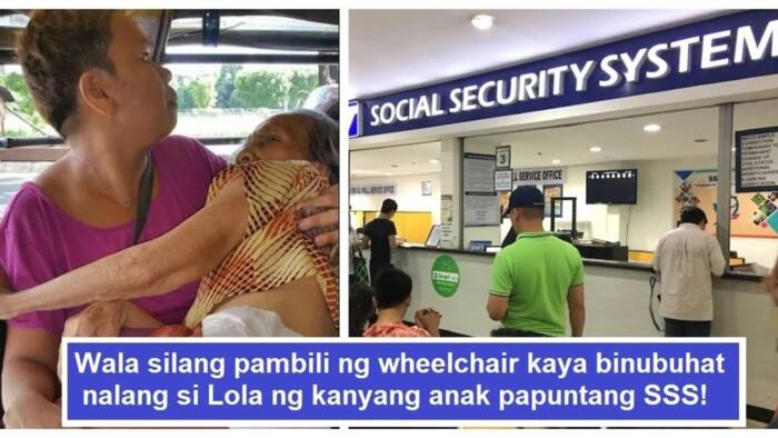 Netizens left heartbroken after seeing this photo of an old lady being carried by her daughter for SSS pensioner's confirmation
