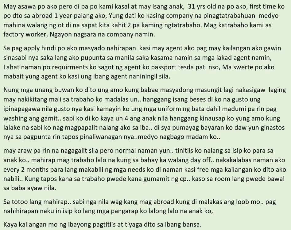 Tiisin at sakripisyo ng isang ina! OFW mom shares her struggles working abroad and what keeps her going