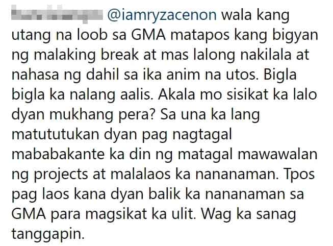 Wala raw utang na loob? Ryza Cenon gets bashed for transferring to Kapamilya network