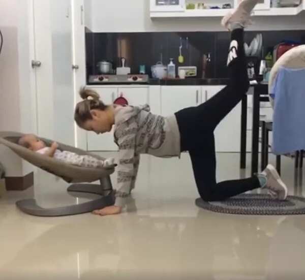 Inspiring mom works out with her baby to stay in shape