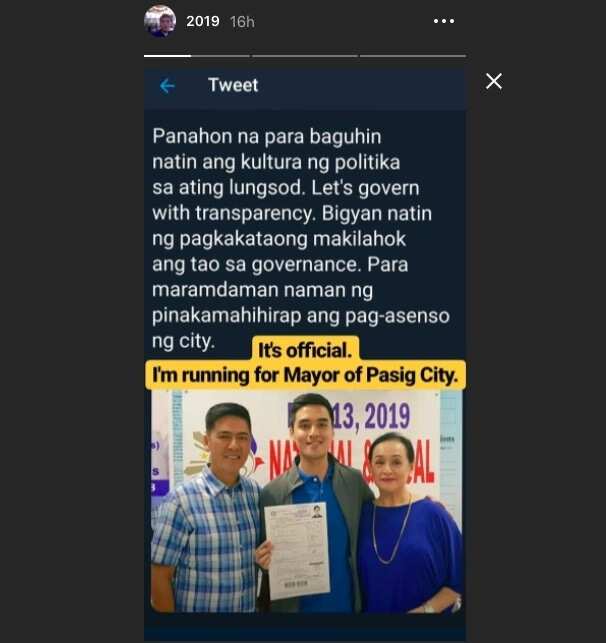 Vico Sotto runs as a mayor and files his COC with parents Bossing Vic and Connie Reyes