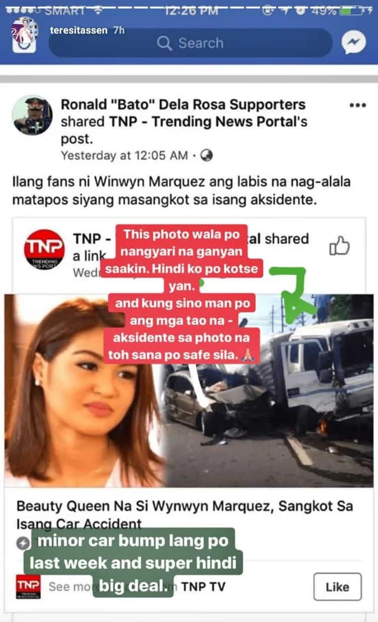 'Wala po nangyari na ganyan saakin.' Winwyn Marquez disproves fake news about her “super minor” accident