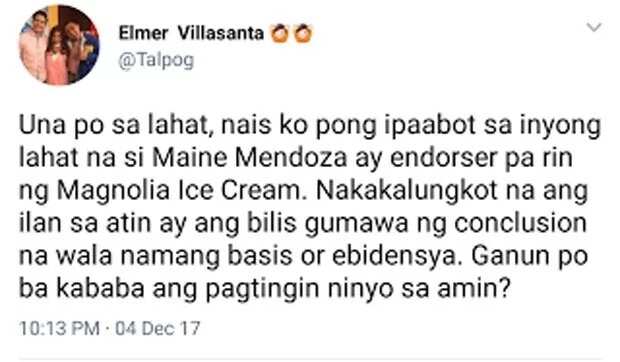 Magnolia Ice Cream rep confirms Maine Mendoza is still its endorser