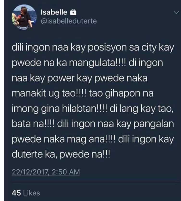 Anong kaguluhan ito? Davao City Vice Mayor Paolo Duterte's reply to daughter Isabelle on 'beating up' accusations: "Wala ka nang respeto..."