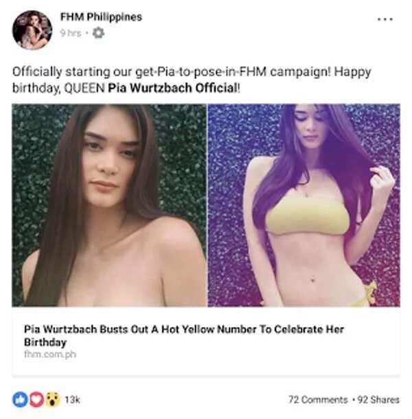FHM Philippines wants Pia Wurtzbach to pose for the magazine