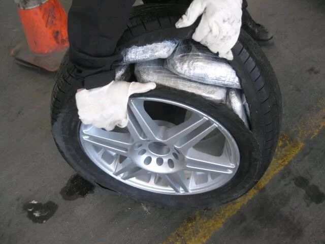 Stash of illegal drugs were hidden inside a rubber tire