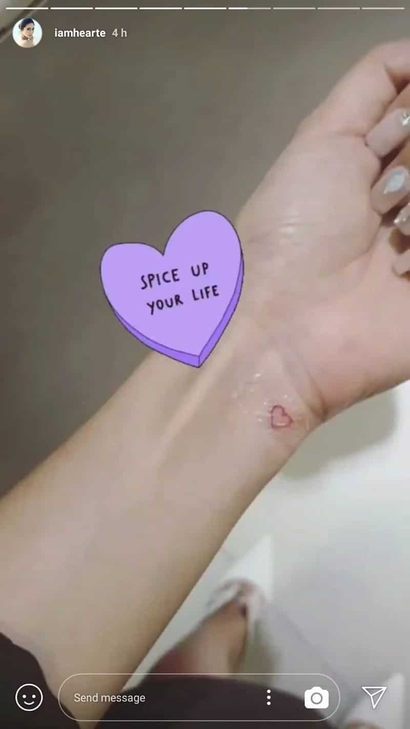 Cute! Heart Evangelista gets a little subtle tattoo on left wrist