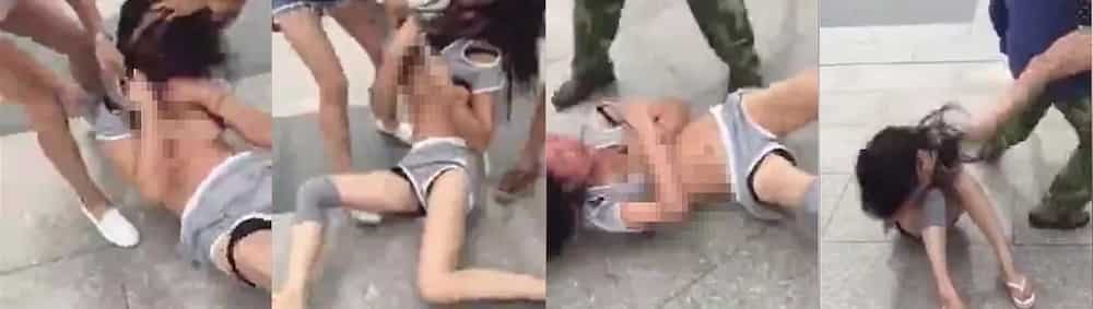 Woman stripped and beaten in public