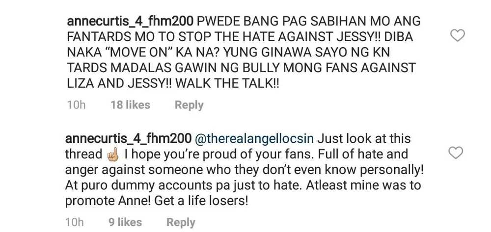 Angel Locsin slams netizen who told her to tell her fans to stop bashing Jessy Mendiola